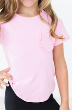 Bubblegum Pink Ruffle Pocket Tee by Mila & Rose ® at Everetts Place