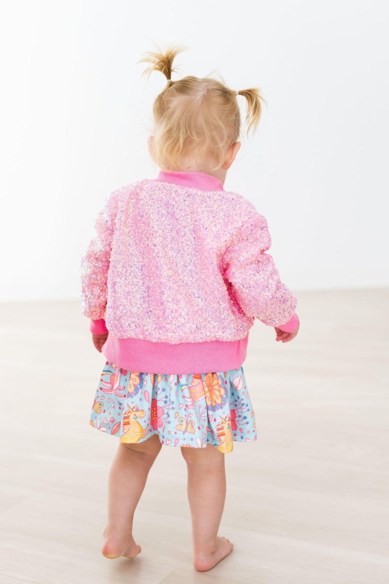 Mila & Rose ® Bubblegum Pink Sequin Jacket For Girls Sparkle Style - Everetts Place Boutique - 