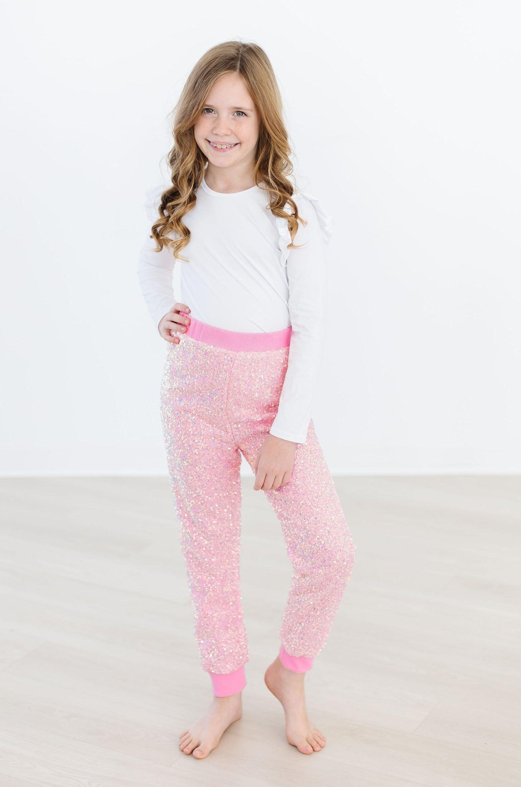 Bubblegum Pink Sequin Joggers Mila And Rose Kids Fashion Mila & Rose ® Everetts Place: Online Boutique