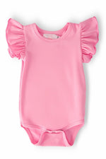 Mila & Rose ® Bubblegum Pink Short Sleeve Flutter Bodysuit For Baby Girls - Everetts Place Boutique - 