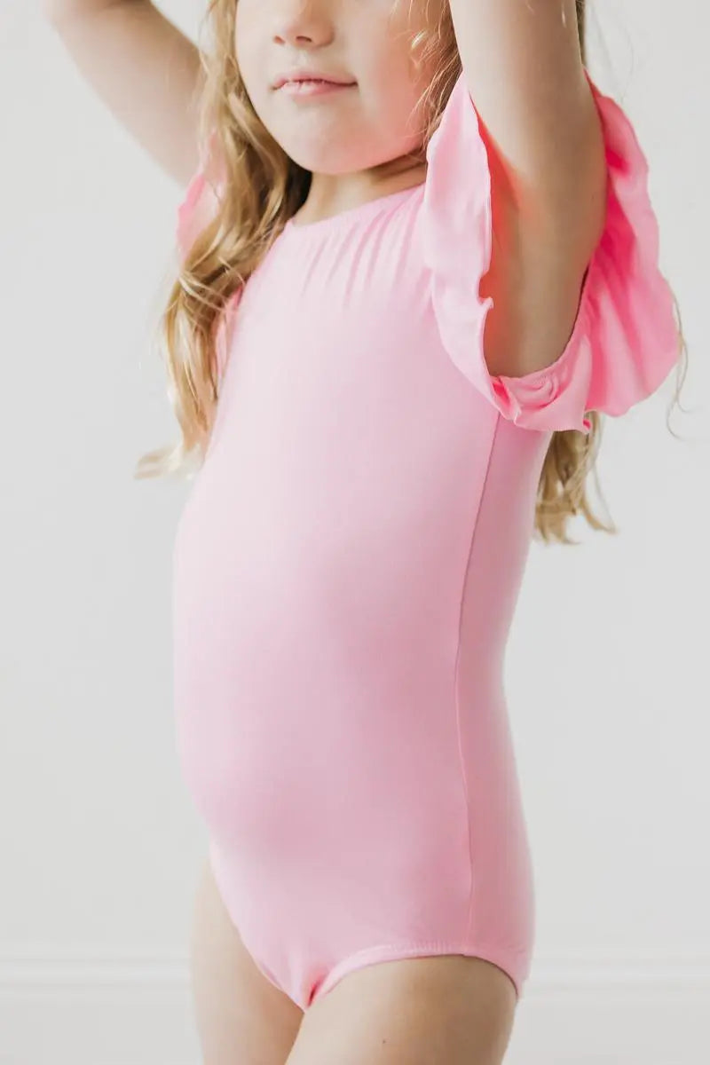Mila & Rose ® Bubblegum Pink Short Sleeve Flutter Leotard For Girls - Apparel & Accessories > Clothing > Activewear > Dance Dresses, Skirts & Costumes Flutter Leotard S/S