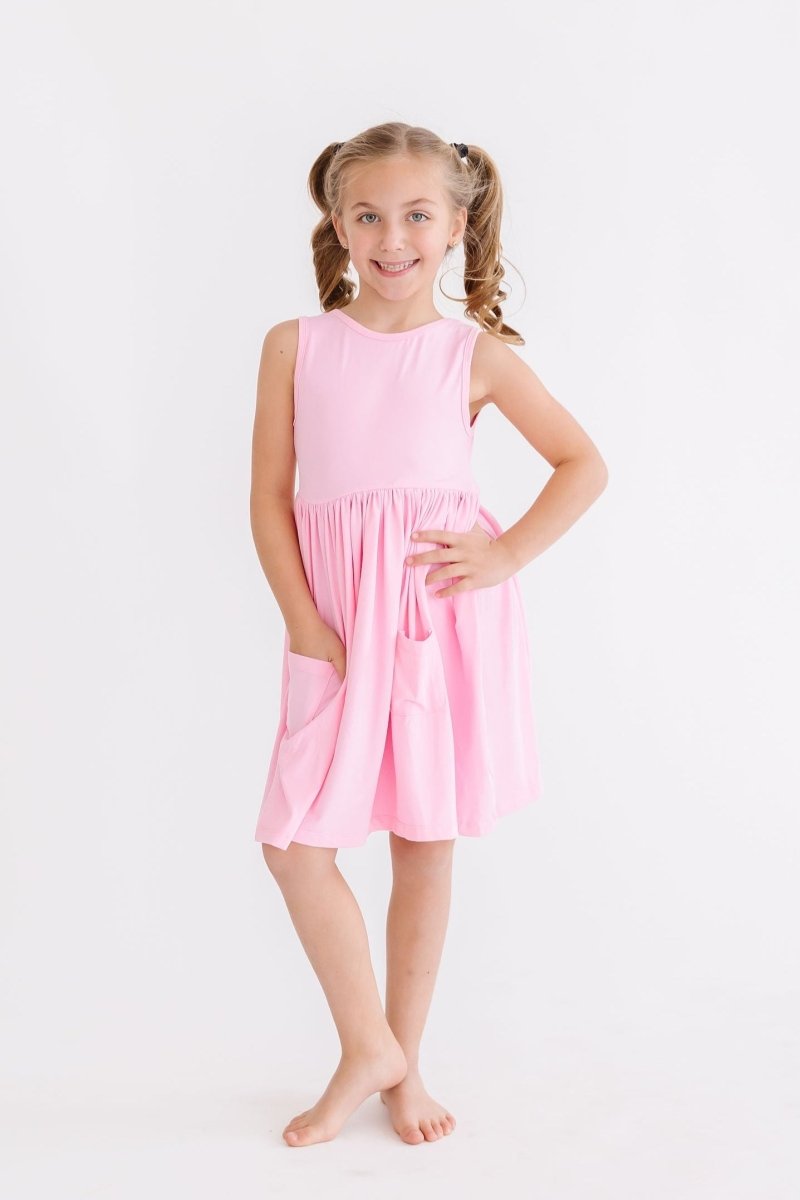 Mila & Rose ® Bubblegum Pink Tank Pocket Twirl Dress For Girls Toddler - Everetts Place Boutique - 