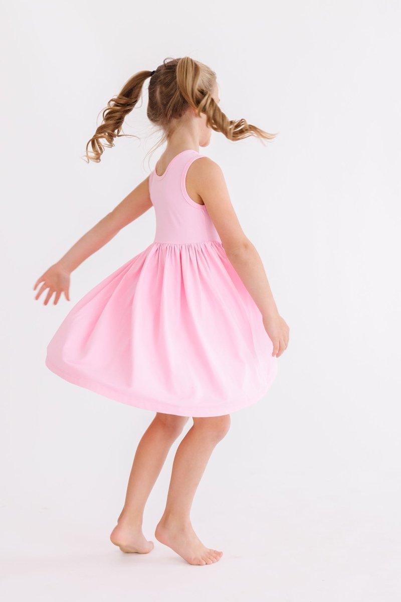 Mila & Rose ® Bubblegum Pink Tank Pocket Twirl Dress For Girls Toddler - Everetts Place Boutique - 