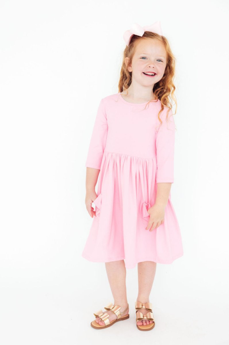 Mila & Rose ® Bubblegum Pink Three Quarter Sleeve Twirl Dress Mila Rose - Everetts Place Boutique - 