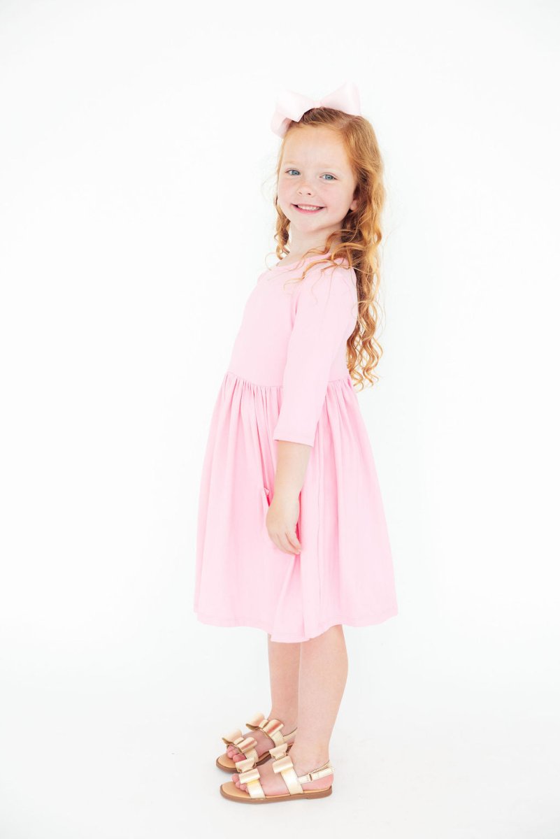 Mila & Rose ® Bubblegum Pink Three Quarter Sleeve Twirl Dress Mila Rose - Everetts Place Boutique - 