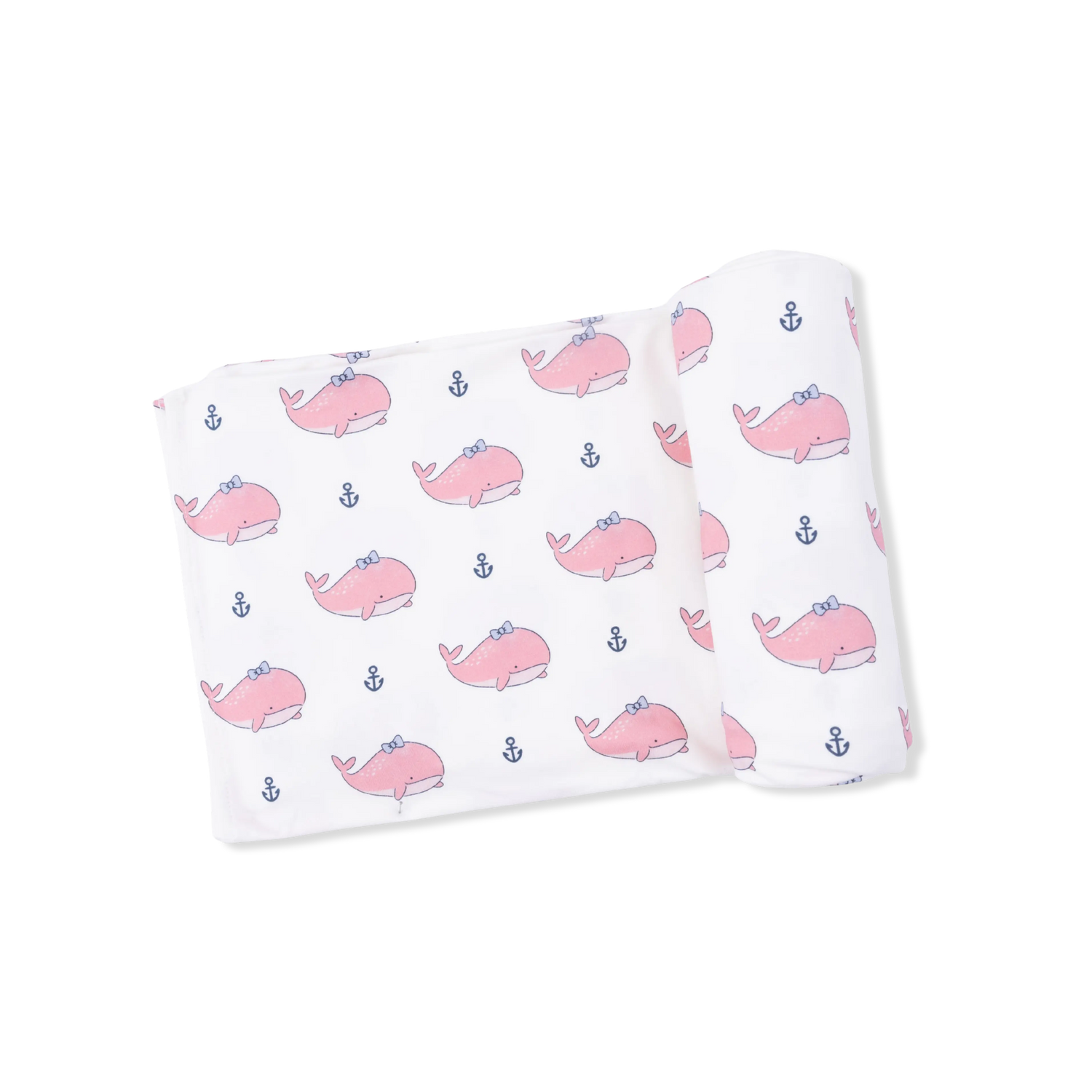 Bubbly Whale with Bow  Pink - Swaddle Blanket Angel Dear 