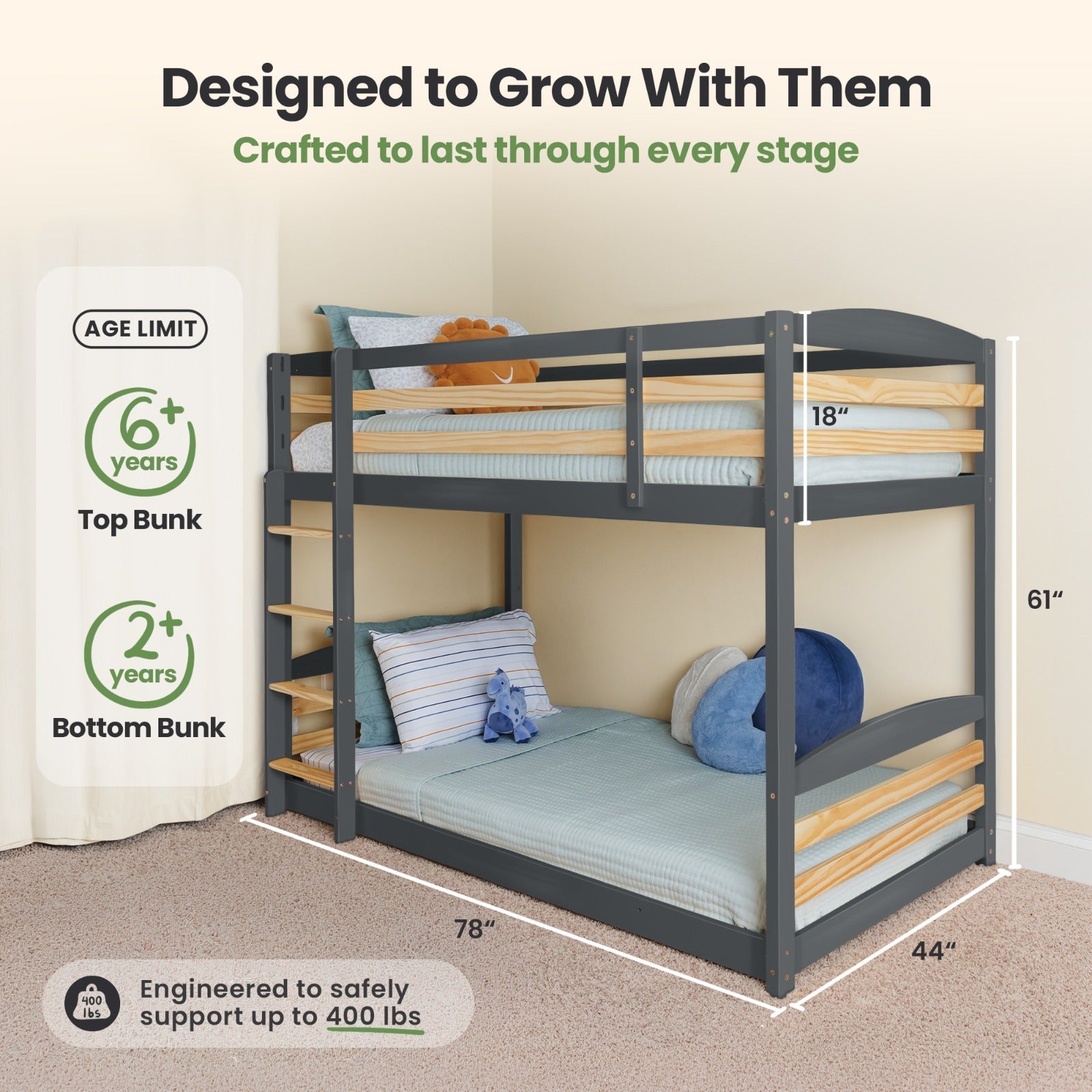 Solid Wood Kids Bunk Bed by Ocodile.com
