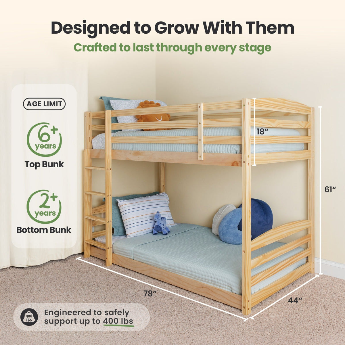 Solid Wood Kids Bunk Bed by Ocodile.com