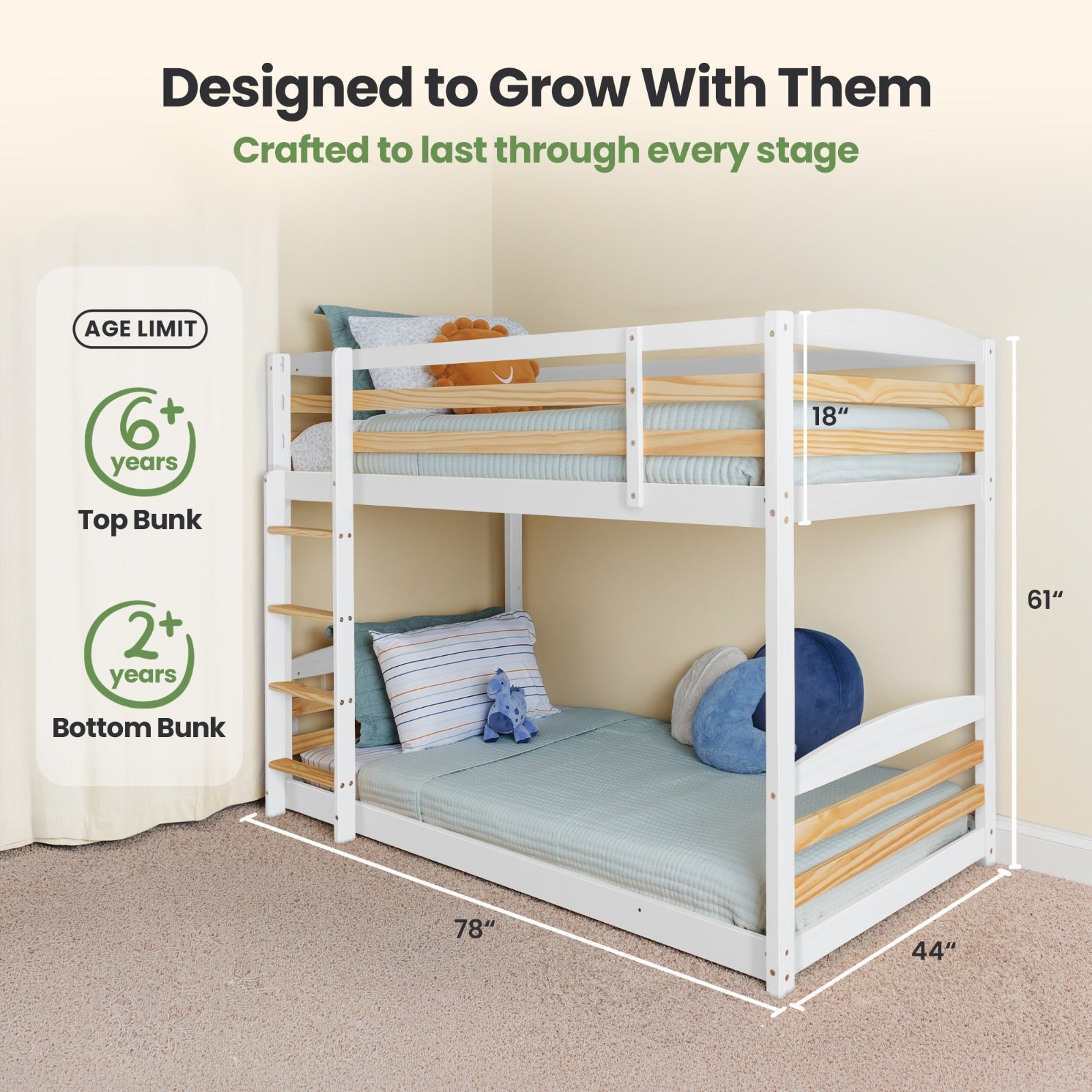 Solid Wood Kids Bunk Bed by Ocodile.com