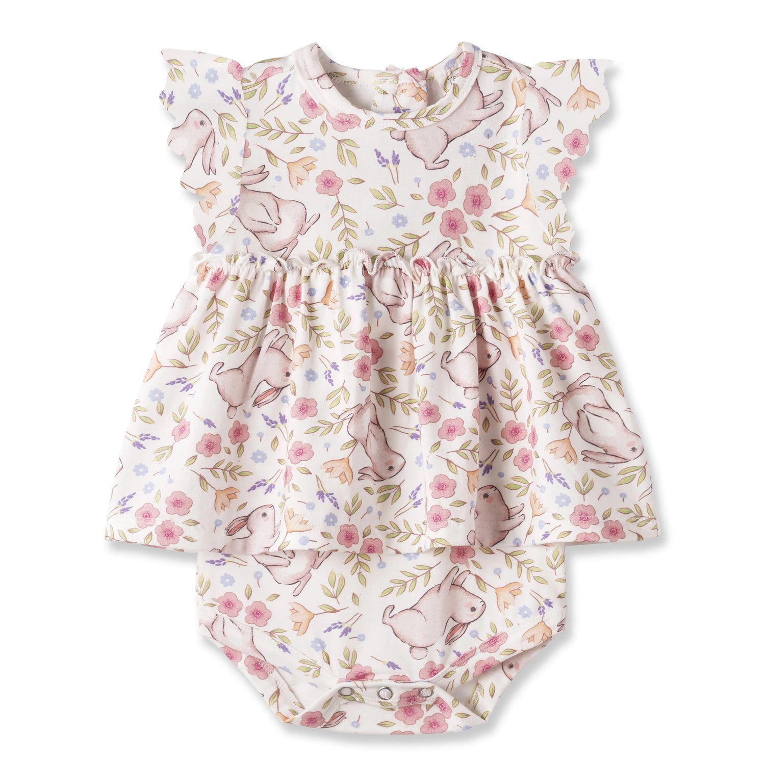 Bunny Blooms Baby Girl's Bamboo Skirted Bodysuit for Easter Tesa Babe 