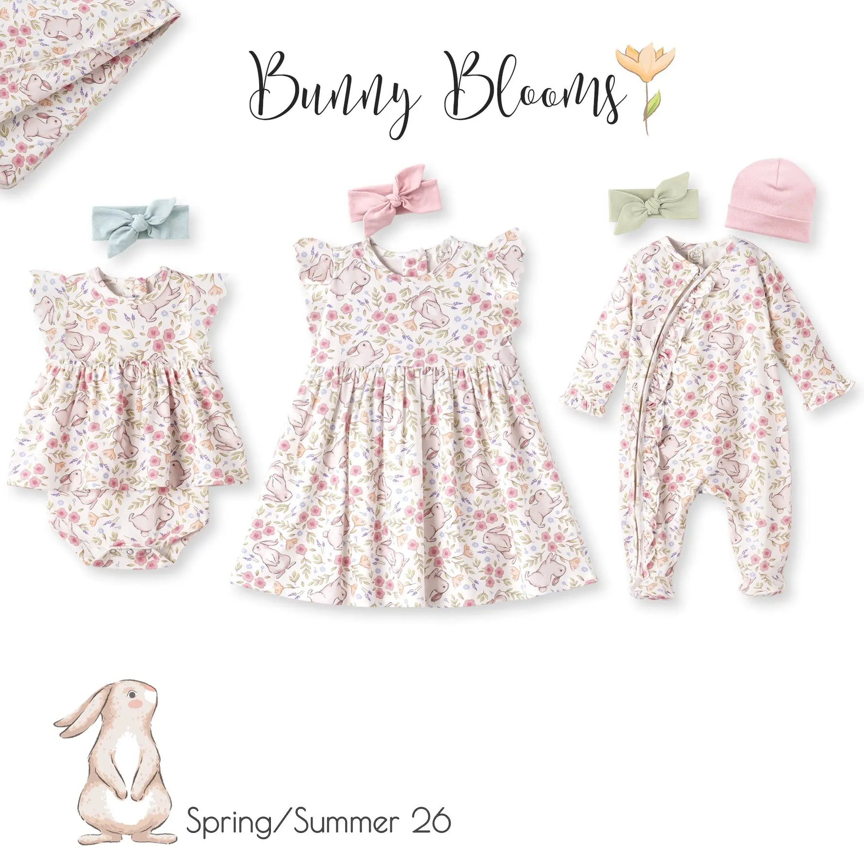 Bunny Blooms Soft Bamboo Zipper Romper for Easter Tesa Babe 