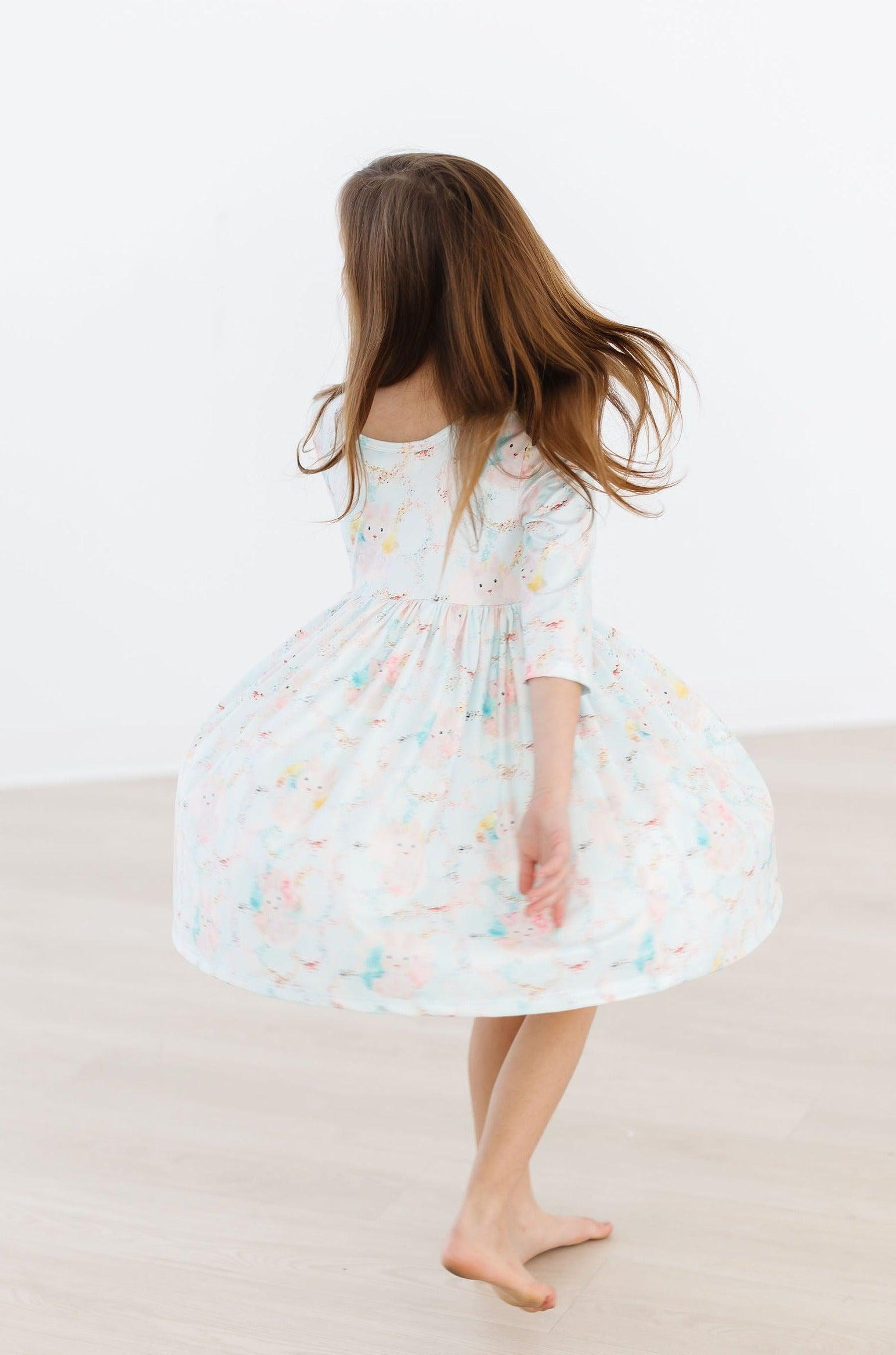 Bunny Dreams 3/4 Sleeve Pocket Twirl Dress For Girls Mila & Rose ® Everetts Place: Online Boutique