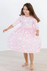 Mila & Rose ® Bunny Love Three Quarter Sleeve Pocket Twirl Dress For Girls - Apparel & Accessories > Clothing > Dresses Twirl Pocket Dress 3/4