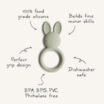 Mushie Bunny Teether Made from Non Toxic Food Grade Silicone - Baby & Toddler > Baby Toys & Activity Equipment > Baby Soothers teether