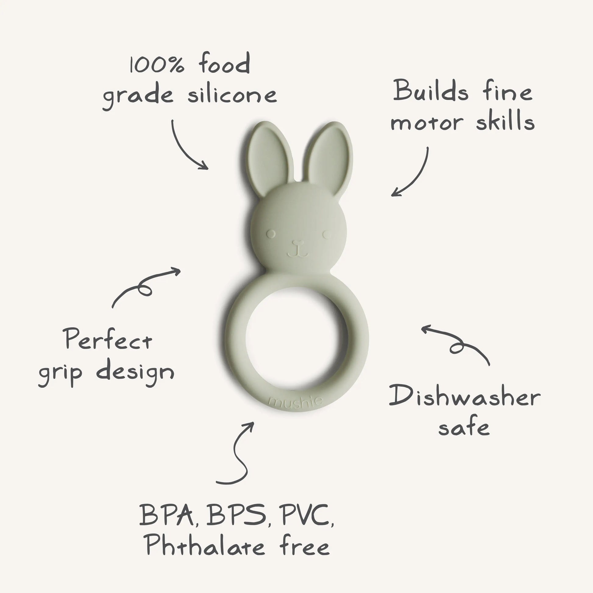 Bunny Teether Made from Non Toxic Food Grade Silicone Mushie Everetts Place: Online Boutique
