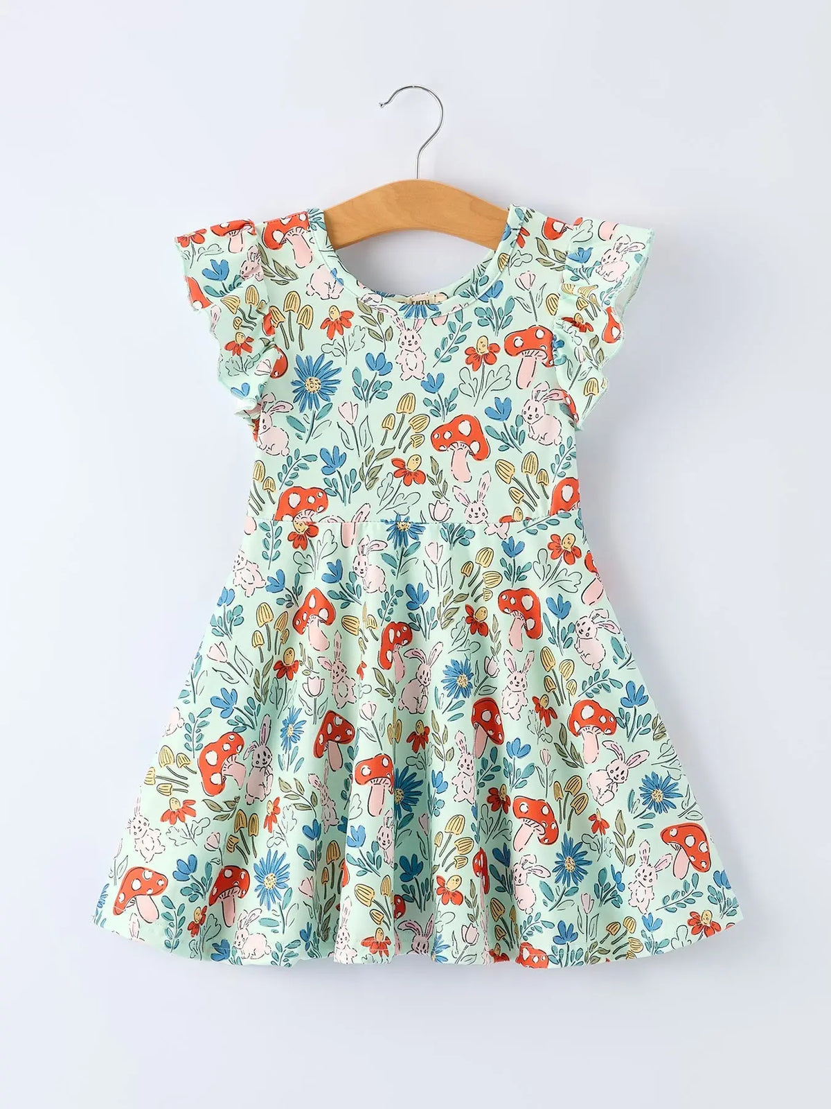Rylee Faith Designs Bunny and Mushroom Print Girls' Dress - 