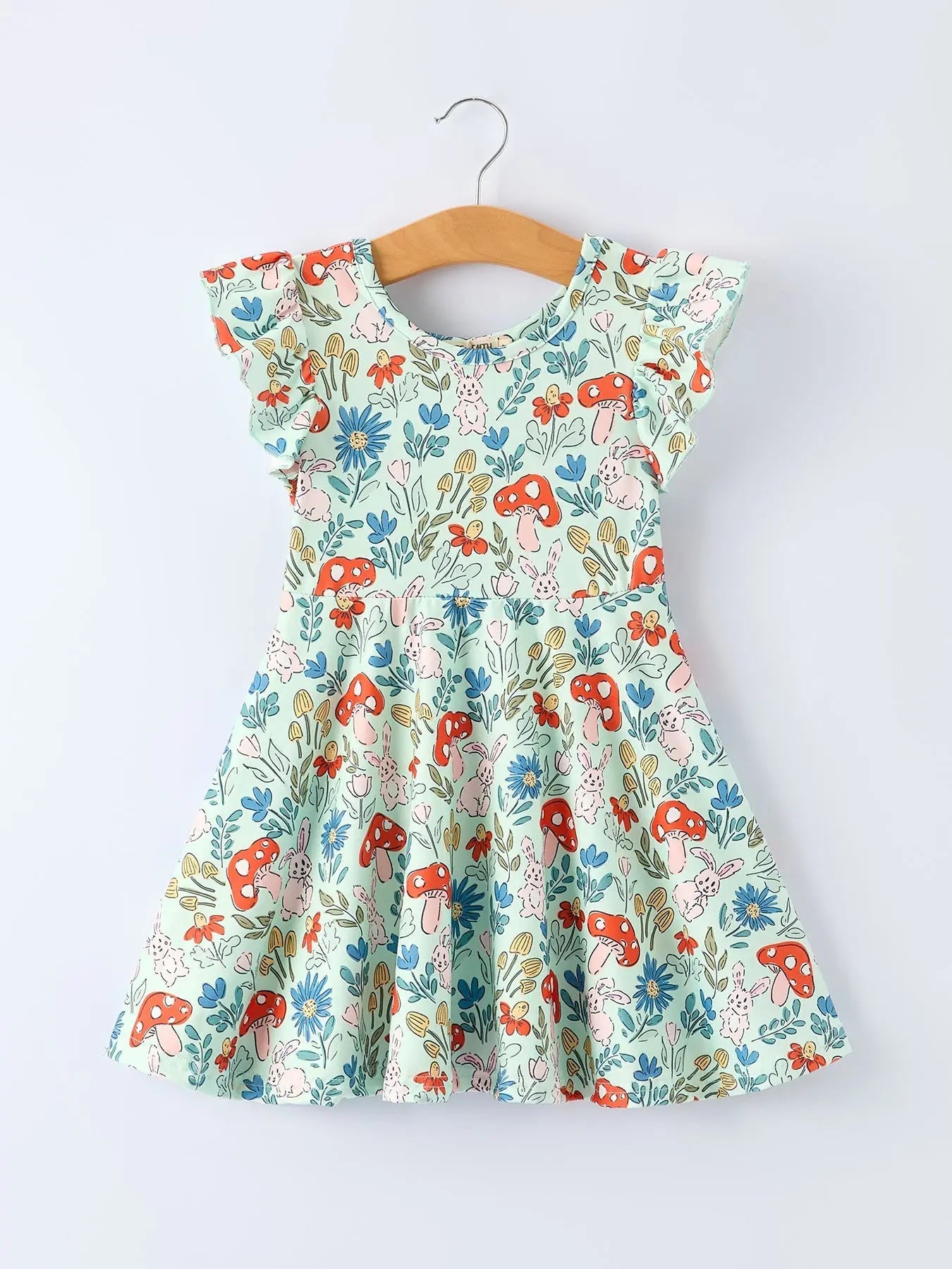 Rylee Faith Designs Bunny and Mushroom Print Girls' Dress - 