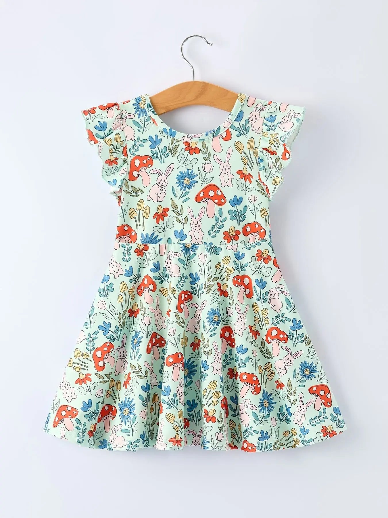 Rylee Faith Designs Bunny and Mushroom Print Girls' Dress - 