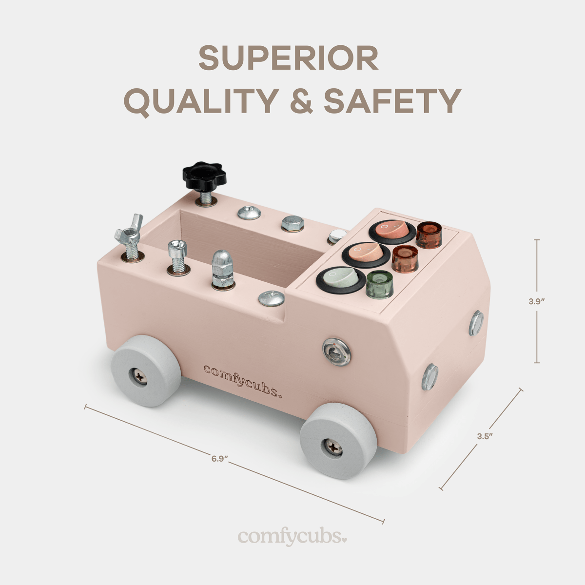 Comfy Cubs Busy Board Montessori Wood Toy Truck Set Three And Up Blush - Everetts Place Boutique - 