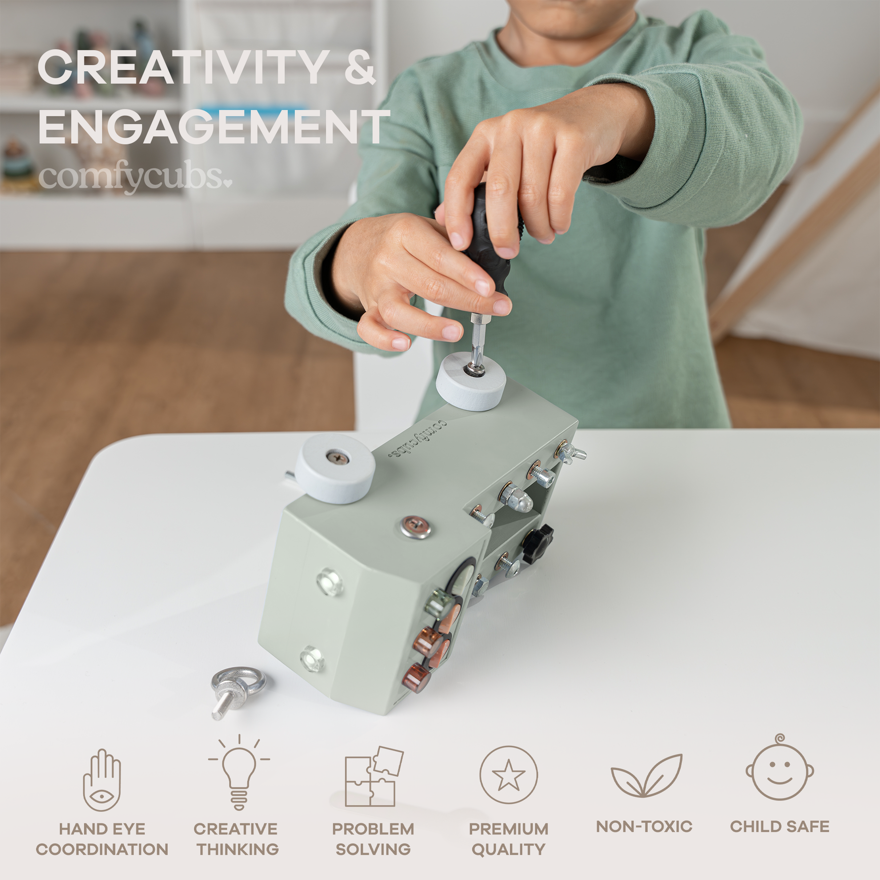 Busy Board Toy Truck Sage For Ages Three And Up Montessori Comfy Cubs Everetts Place: Online Boutique