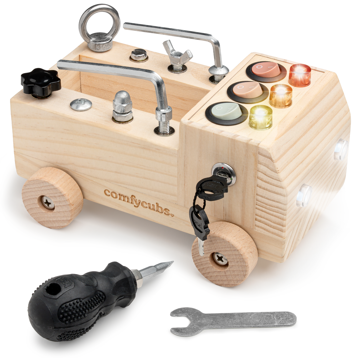 Busy Board Toy Truck Set Natural Wood For 3 Plus Ages Comfy Cubs Everetts Place: Online Boutique