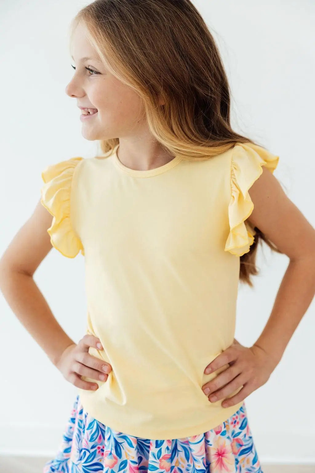 Butter Yellow S/S Ruffle Tee Mila & Rose ® 