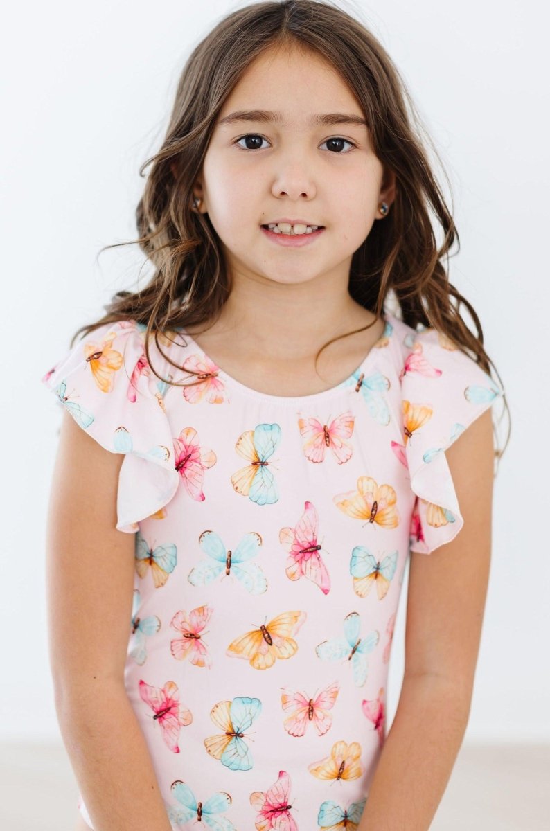 Mila & Rose ® Butterfly Kisses Flutter Sleeve Leotard for Little Dancers - Everetts Place Boutique - 