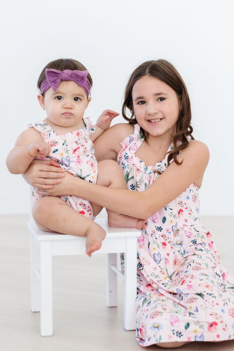 Mila & Rose ® Butterfly Meadows Ruffle Cross Back Romper for Summer - Everetts Place Boutique - 