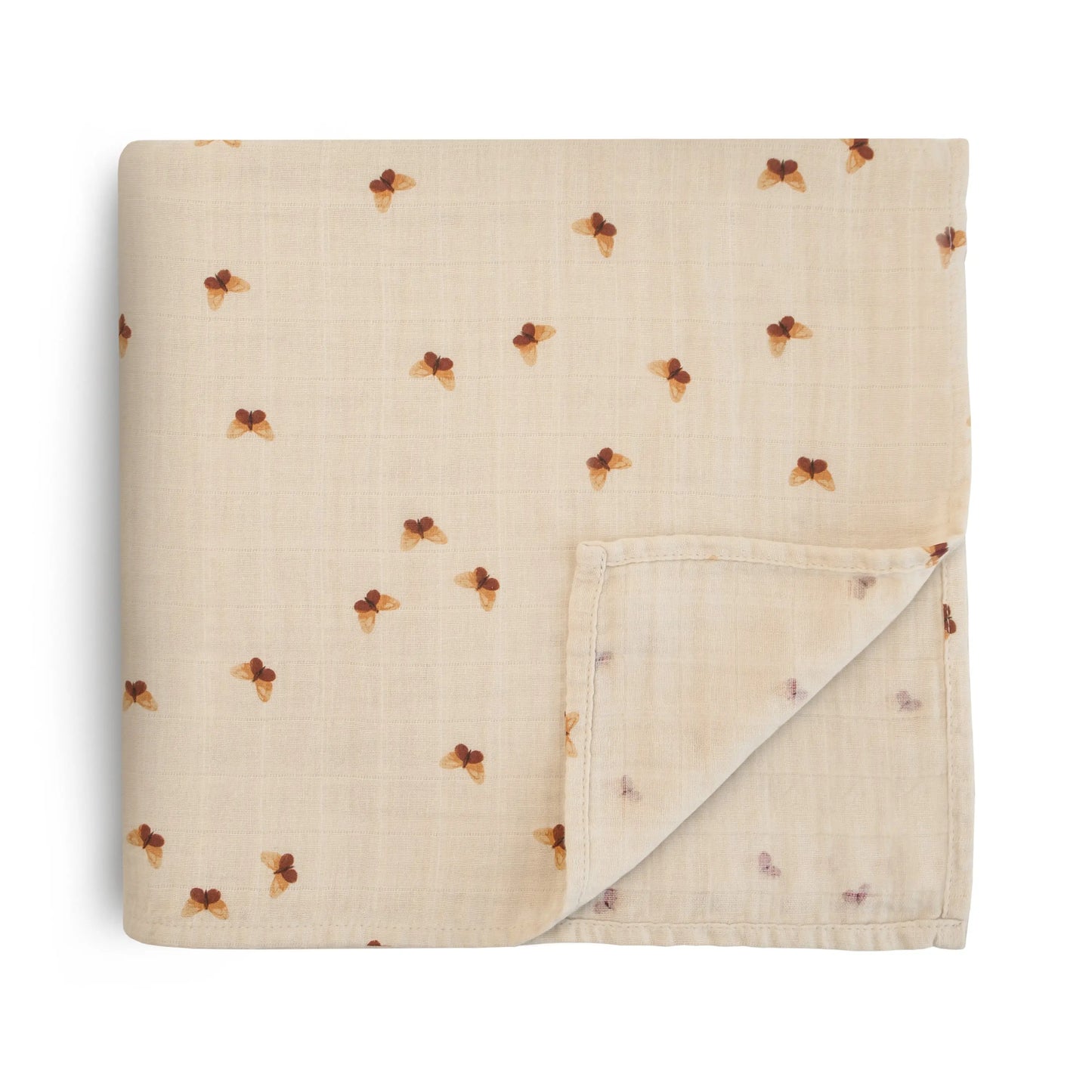Organic Cotton Muslin Swaddle Blanket for Baby Cuddling and Nursing Mushie