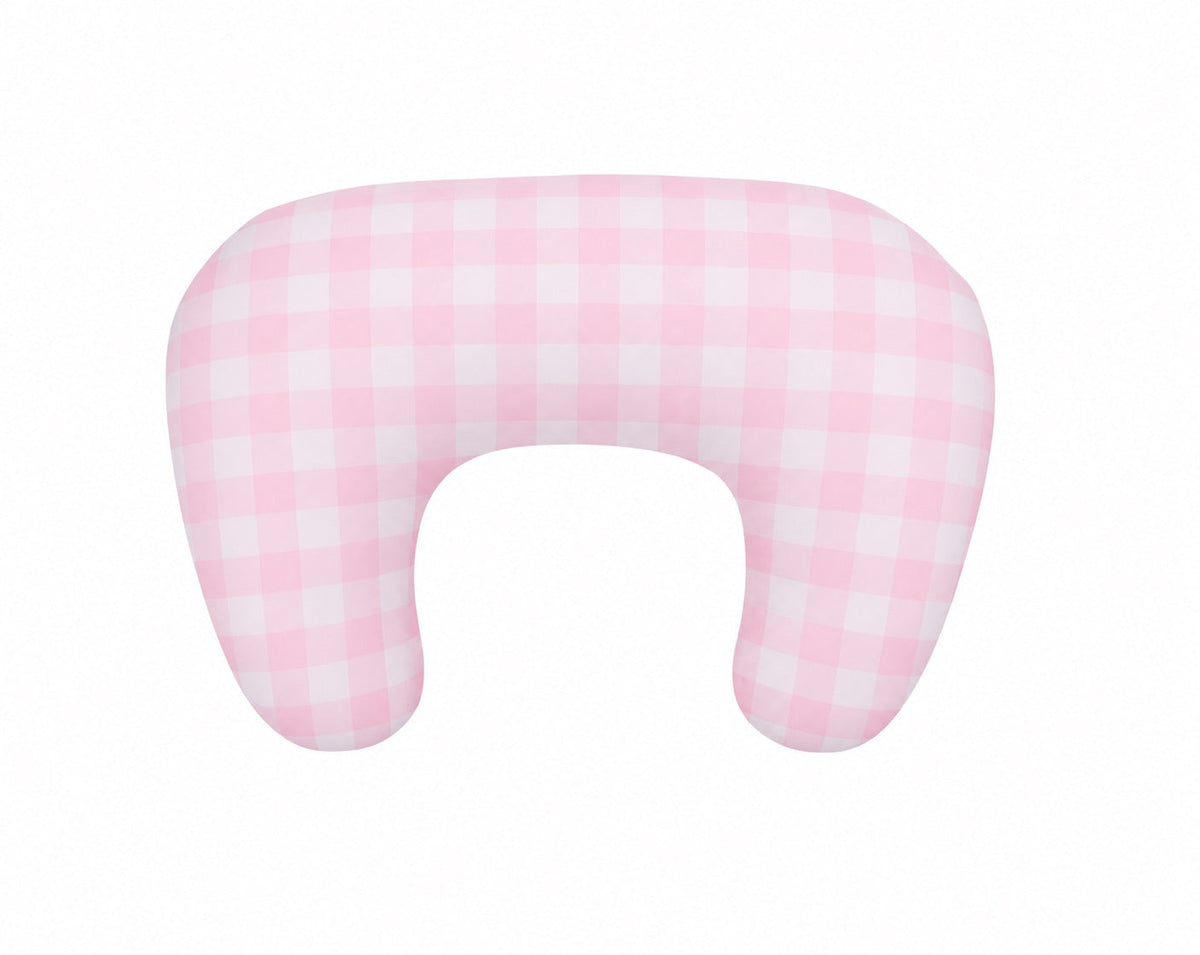 Light Pink Checkered Ruffle Nursing Pillow Cover by Little Mae & Co