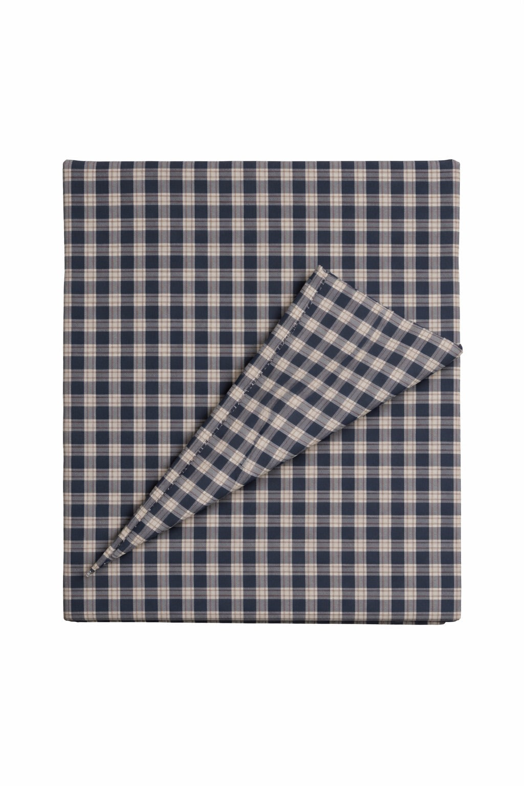 Blue plaid quilted crib blanket, hand-tufted and double-sided cotton, sized for a toddler crib.