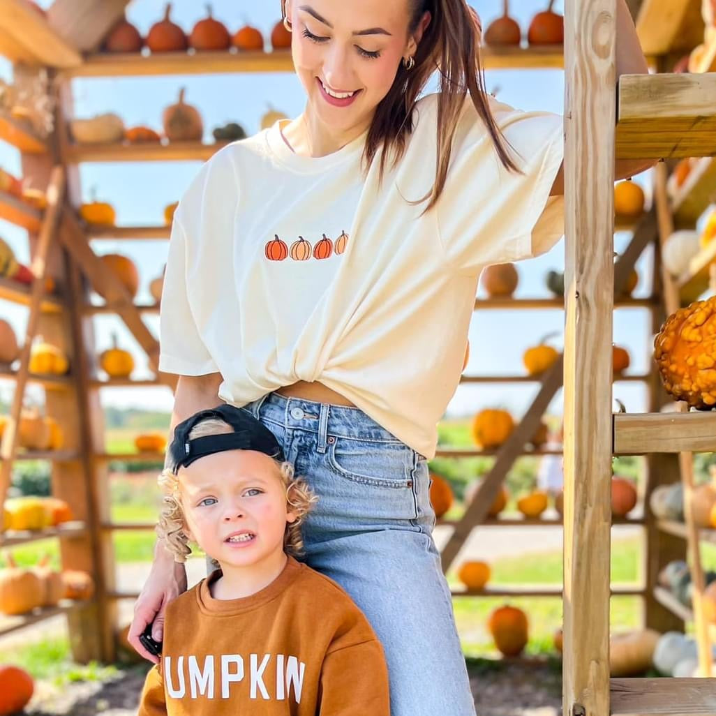 Adult Embroidered Pumpkins Comfort Colors Tee