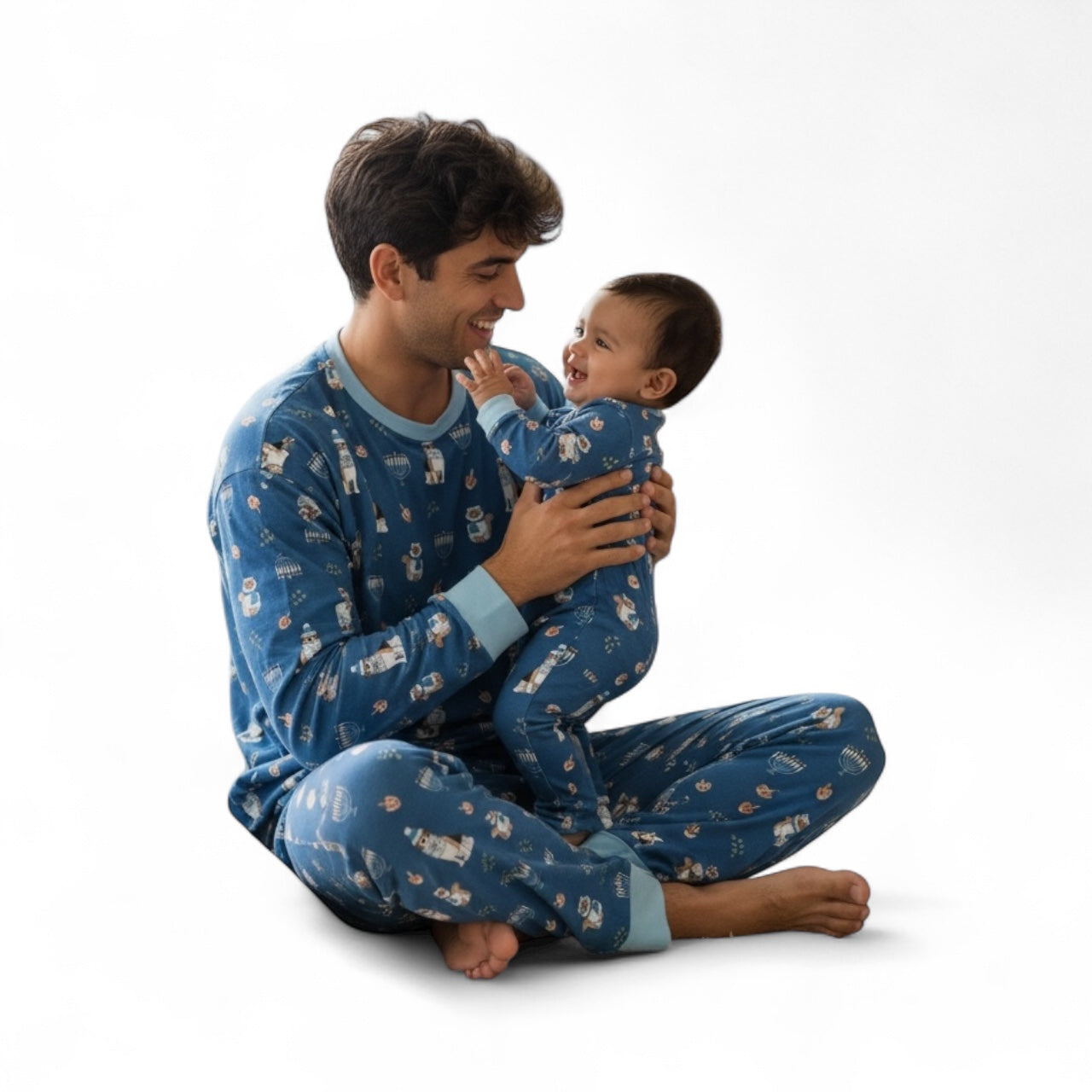 Hanukkah Pets (Men's Long Sleeve PJ) - Blue