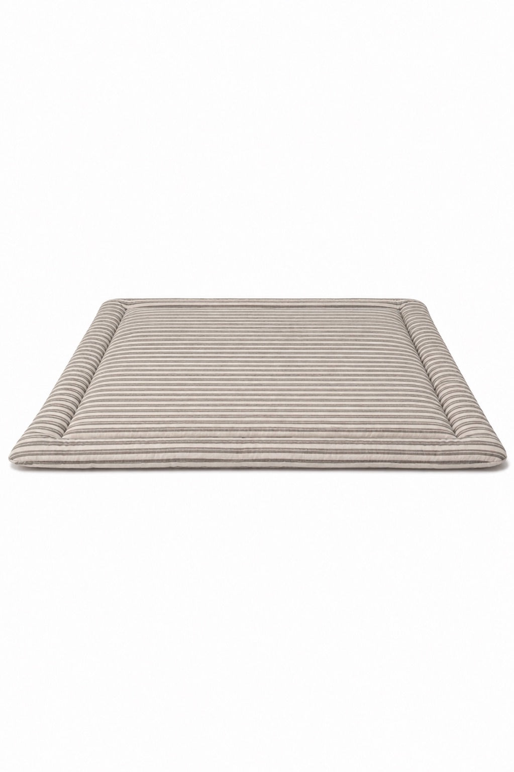 Grey Ivory Stripe Padded Baby Play Mat by Little Mae & Co