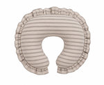 Grey Ivory Stripe Ruffle Nursing Pillow Cover by Little Mae & Co
