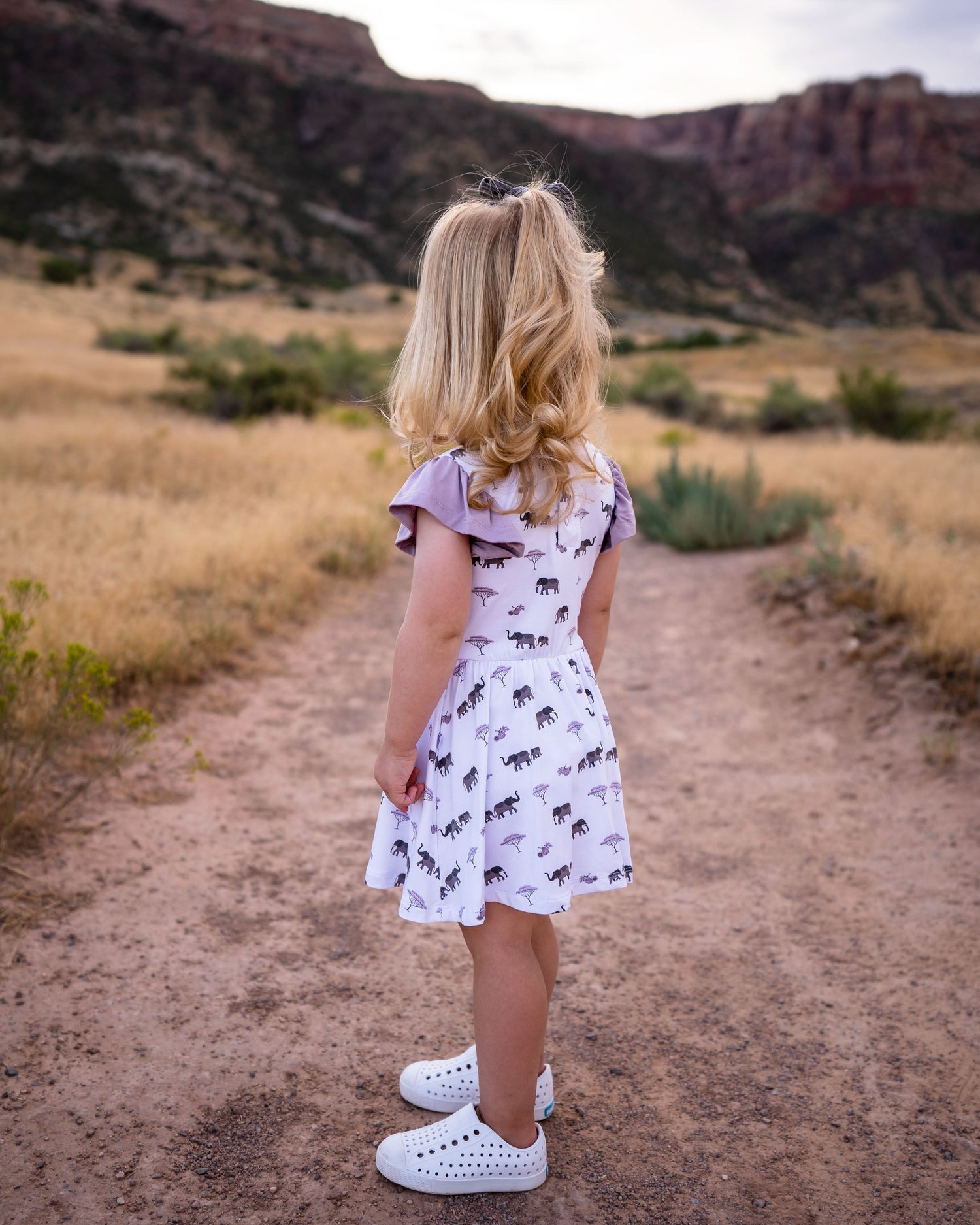 Baby Elephant Print Flutter Bodysuit Dress