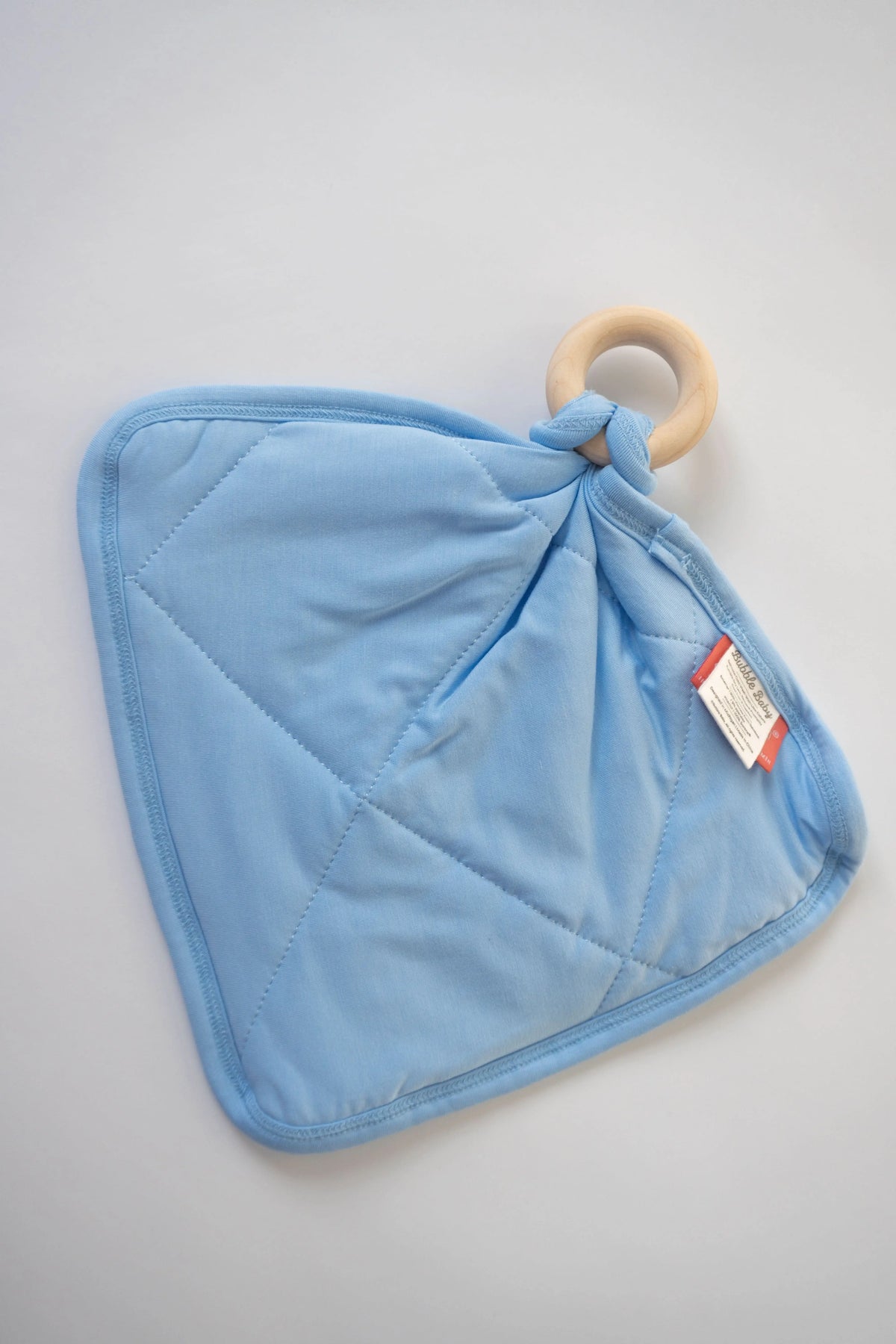 Sky Sprig Quilted Lovey With Detachable Wooden Ring 10x10 Baby Soother Bubble Baby 