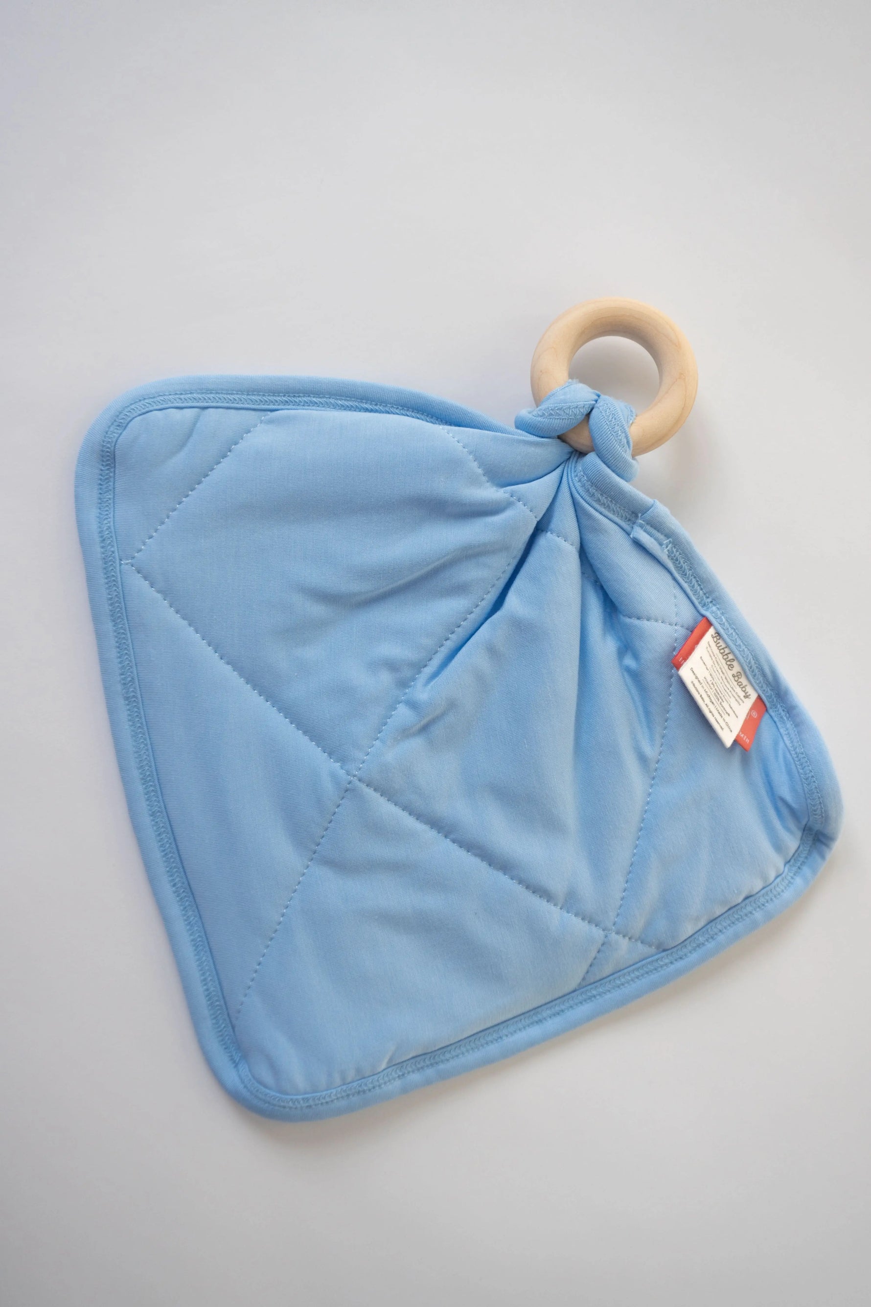 Sky Sprig Quilted Lovey With Detachable Wooden Ring 10x10 Baby Soother Bubble Baby 