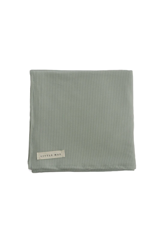 Seafoam Ribbed Stretch Swaddle Newborn by Little Mae and Co Little Mae & Co Everetts Place: Online Boutique