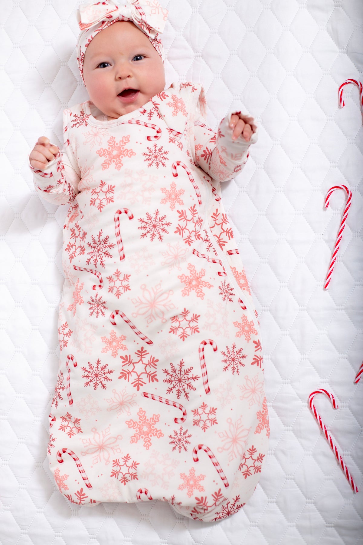 My First Candy Cane Bundle: Bamboo Sleep Sack In Blue & Peach & Free Onesie by Rayn’s Tiny Stitches