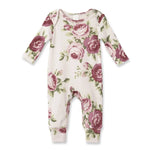 Cabbage Rose Cotton Romper For Baby With Snap Closures Tesa Babe 