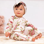Cabbage Rose Zippered Romper for Baby Cotton Rib Ultra Soft Tesa Babe 