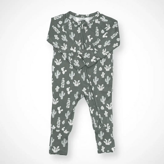 Cactus Print Bamboo Baby Pajama with Two Way Zipper and Fold Over Hands and Feet Kolorful Everetts Place: Online Boutique 38.00