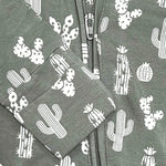 Kolorful Cactus Print Bamboo Baby Pajama with Two Way Zipper and Fold Over Hands and Feet - Apparel & Accessories > Clothing > Baby & Toddler Clothing > Baby & Toddler Sleepwear Pajama