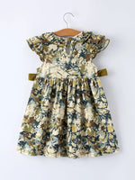 Rylee Faith Designs Camo Duck Smocked Bow Ruffle Sleeves Girls Dress - 