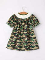 Rylee Faith Designs Camouflage Duck Smocking Embroidery Girls Dress - 