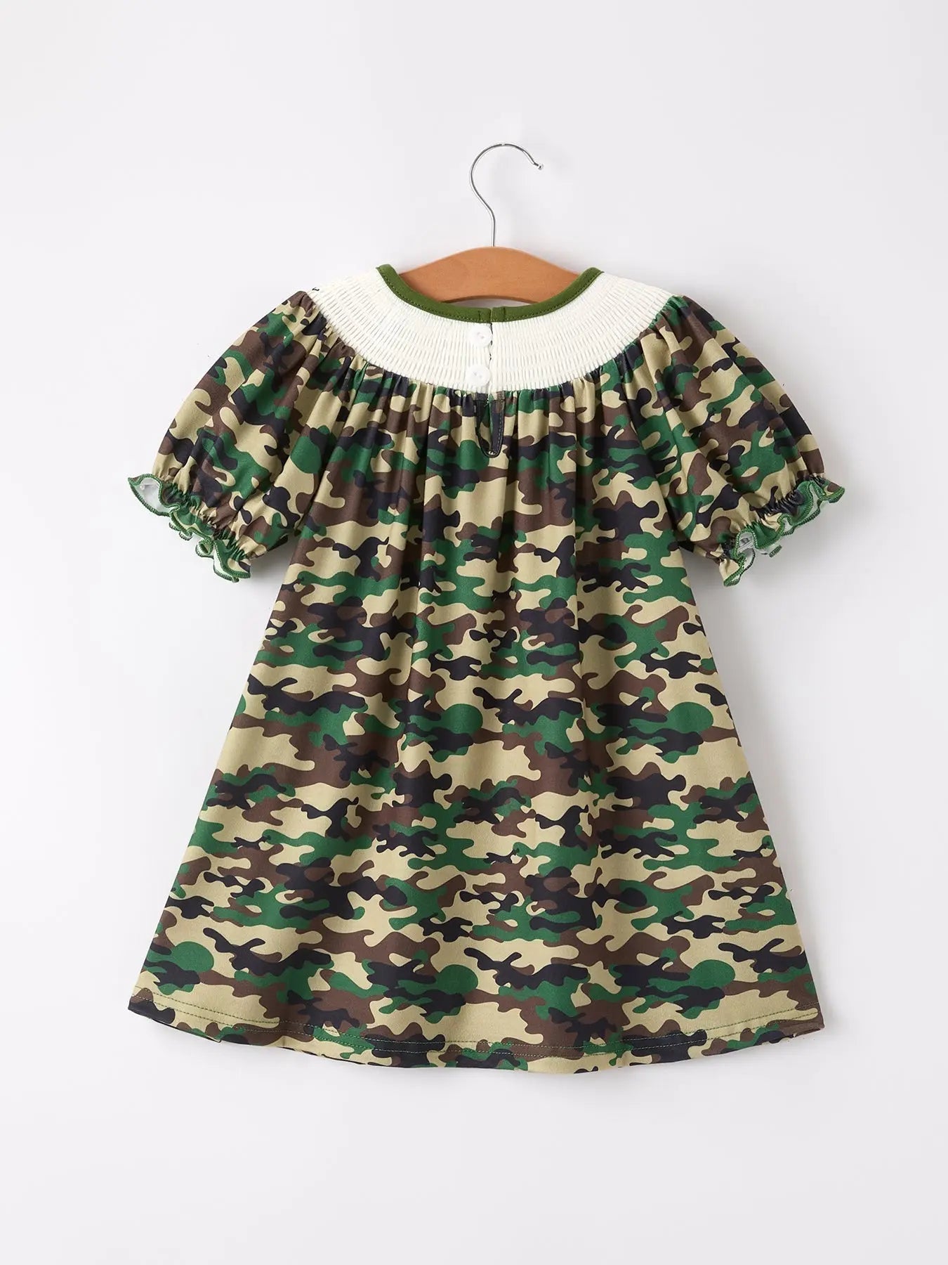 Rylee Faith Designs Camouflage Duck Smocking Embroidery Girls Dress - 