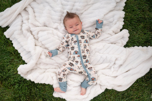Camp Paws Convertible Zip Footies Blue Baby Sleepwear Dreamlet Everetts Place: Online Boutique