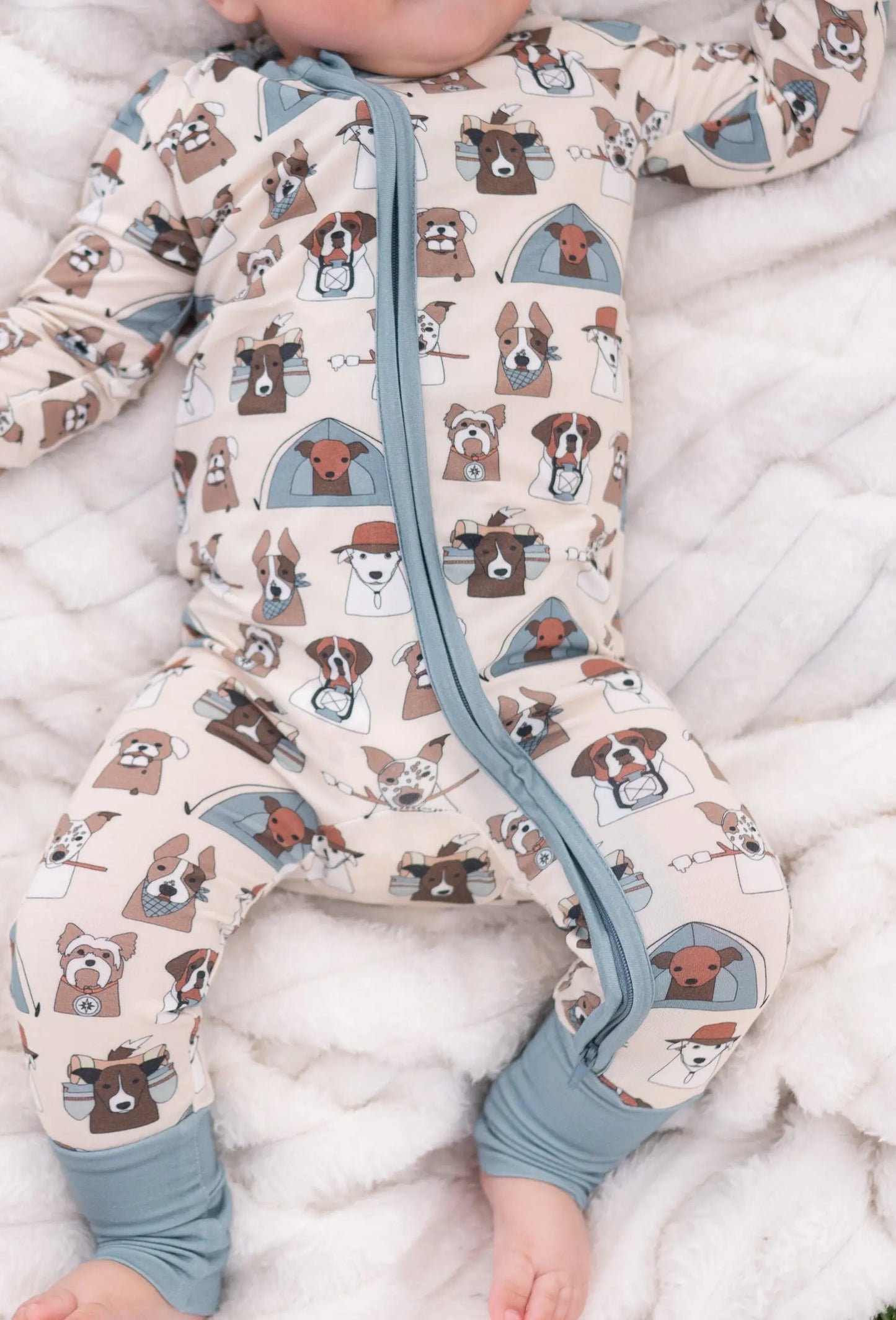 Camp Paws Convertible Zip Footies Blue Baby Sleepwear Dreamlet Everetts Place: Online Boutique