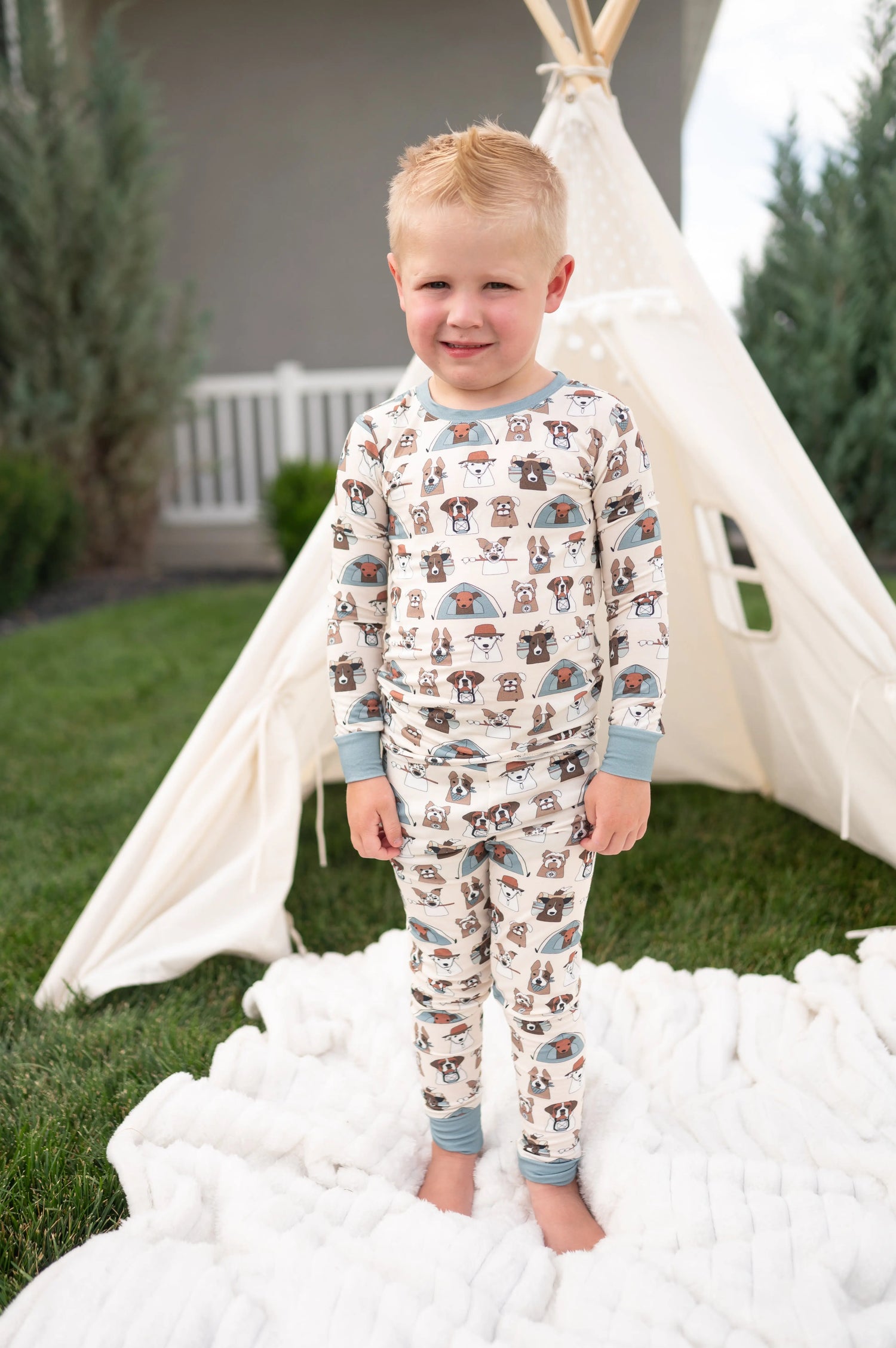 Dreamlet Camp Paws Long Sleeve Pajama Set Blue For Dogs Dreamlet - Apparel & Accessories > Clothing > Baby & Toddler Clothing > Baby & Toddler Sleepwear Two Piece PJs